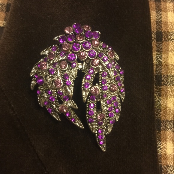 Silver Brooch - Amethyst/Rose quartz colored stone - Picture 1 of 7